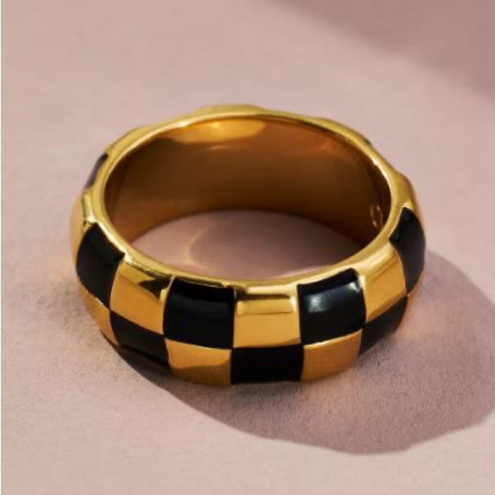 Clare V. Enamel Checker Ring